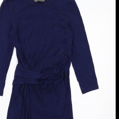 Blooming Marvellous Womens Blue Viscose Sheath Size 8 Boat Neck Pullover