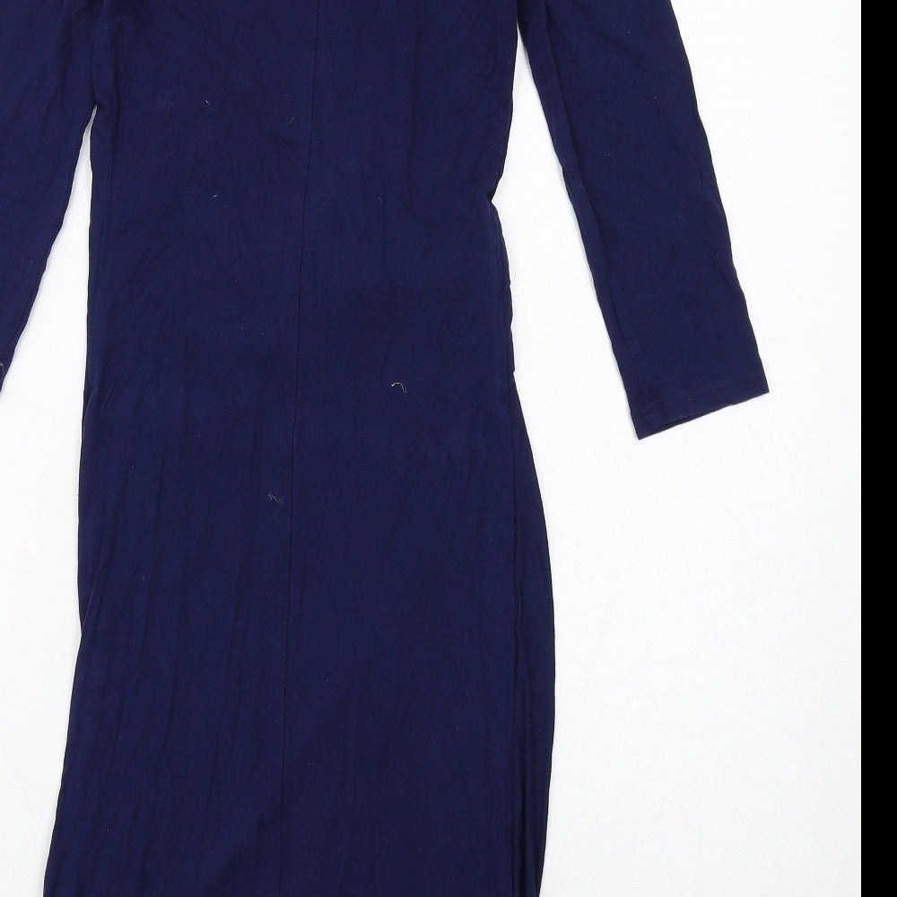Blooming Marvellous Womens Blue Viscose Sheath Size 8 Boat Neck Pullover