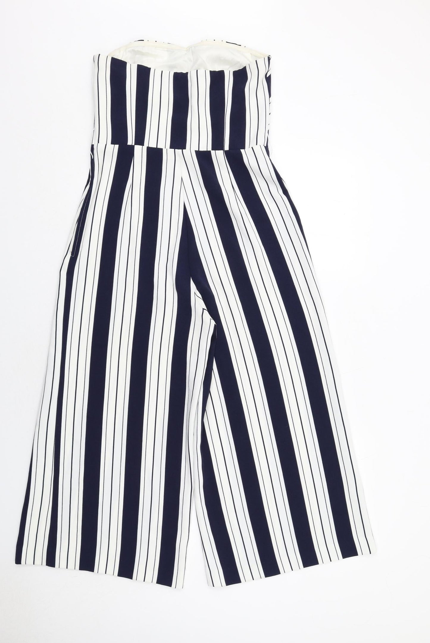 H&M Womens Blue Striped Polyester Jumpsuit One-Piece Size 10 Zip