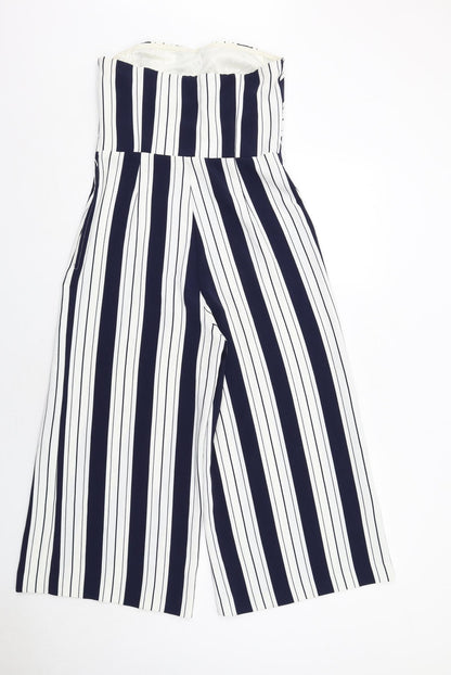 H&M Womens Blue Striped Polyester Jumpsuit One-Piece Size 10 Zip