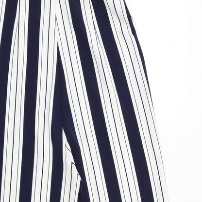 H&M Womens Blue Striped Polyester Jumpsuit One-Piece Size 10 Zip