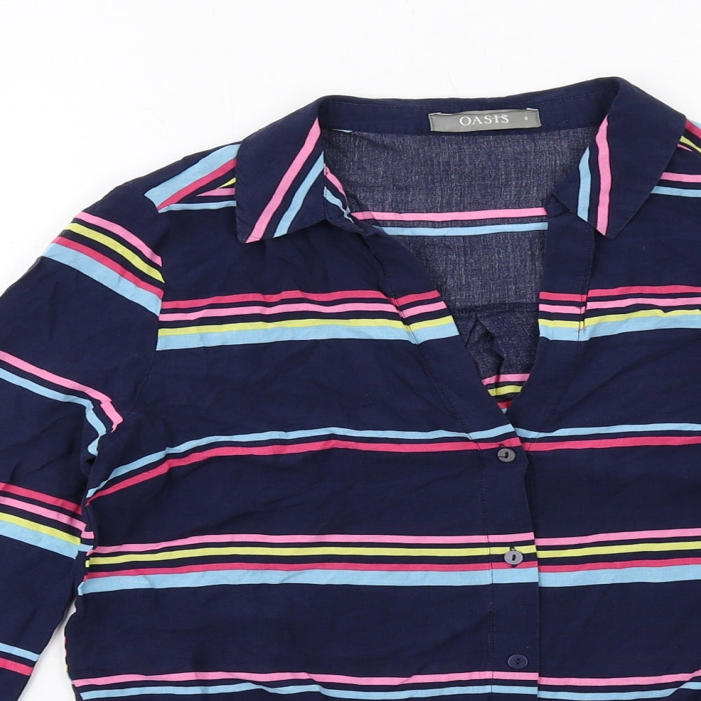 Womens UK Size 8 Oasis Blue Basic Button-Up