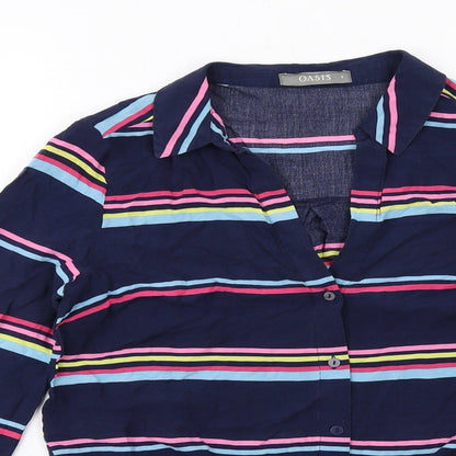 Womens UK Size 8 Oasis Blue Basic Button-Up