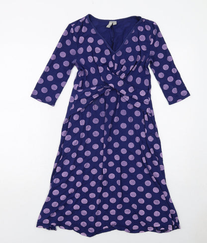 ASOS Womens Purple Polka Dot Viscose Trapeze & Swing Size 10 V-Neck Pullover