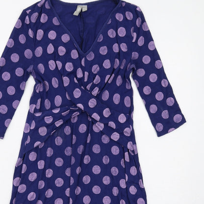 ASOS Womens Purple Polka Dot Viscose Trapeze & Swing Size 10 V-Neck Pullover