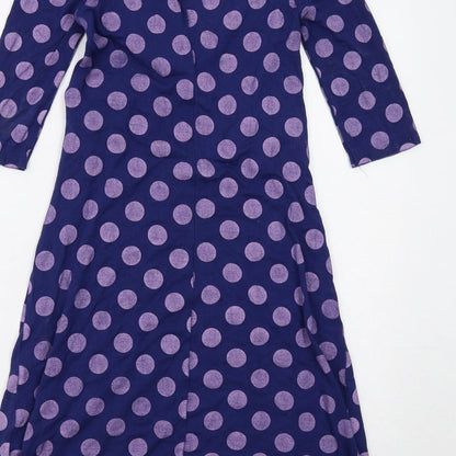 ASOS Womens Purple Polka Dot Viscose Trapeze & Swing Size 10 V-Neck Pullover