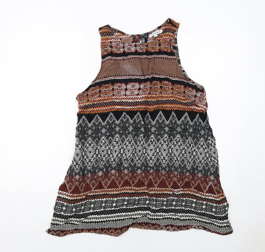 Glamorous Womens Multicoloured Geometric Viscose Basic Tank Size L Round Neck