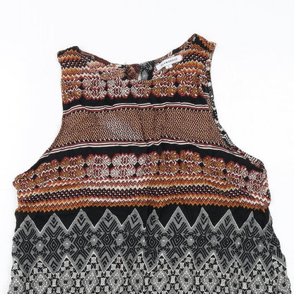 Glamorous Womens Multicoloured Geometric Viscose Basic Tank Size L Round Neck