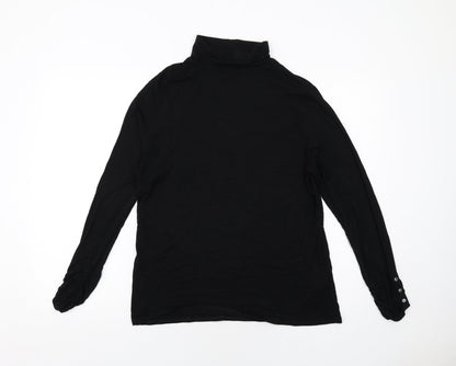 Marble Womens Black Viscose Basic T-Shirt Size 8 Roll Neck
