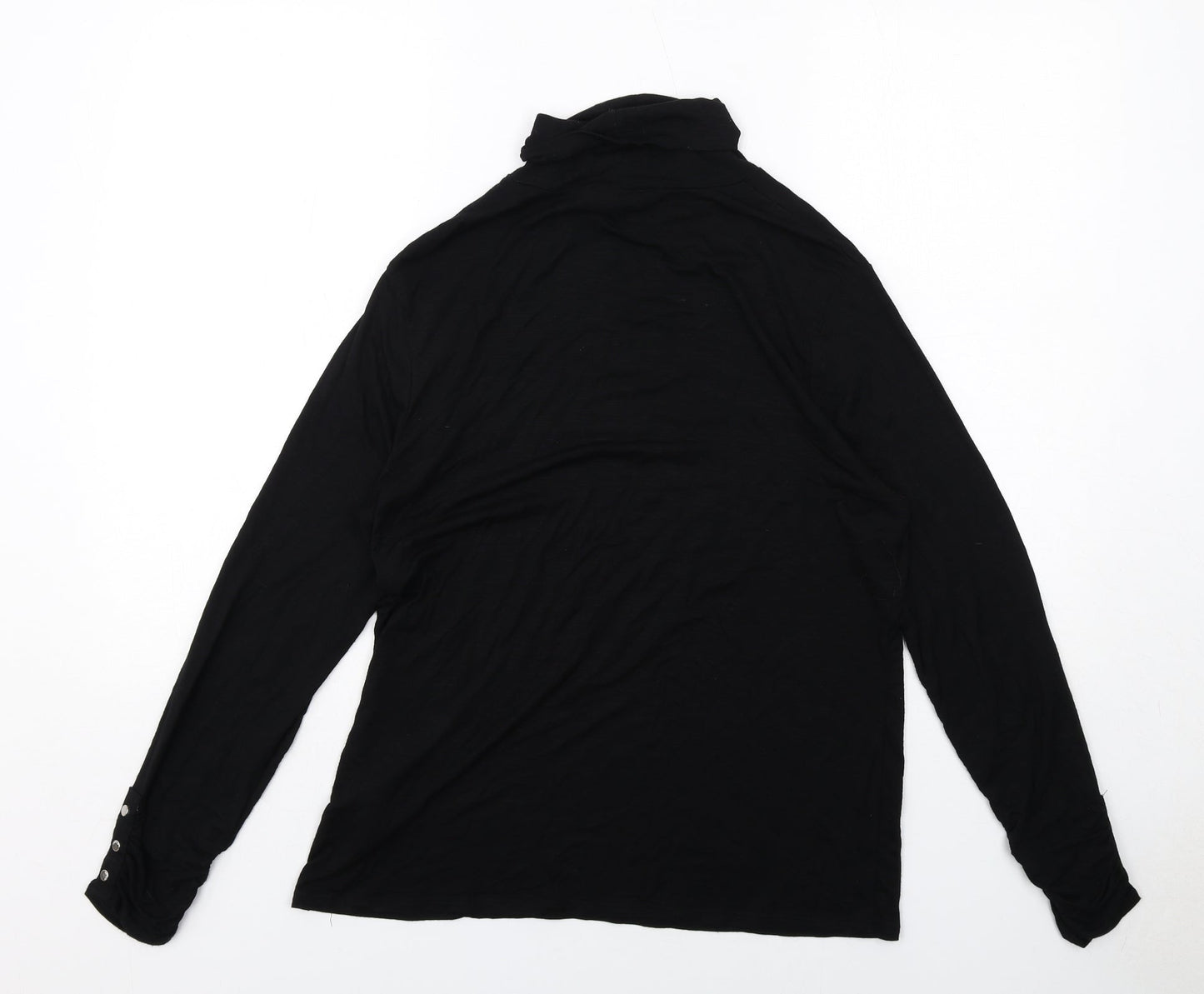 Marble Womens Black Viscose Basic T-Shirt Size 8 Roll Neck