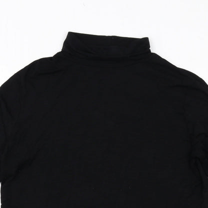 Marble Womens Black Viscose Basic T-Shirt Size 8 Roll Neck
