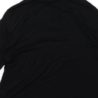Marble Womens Black Viscose Basic T-Shirt Size 8 Roll Neck