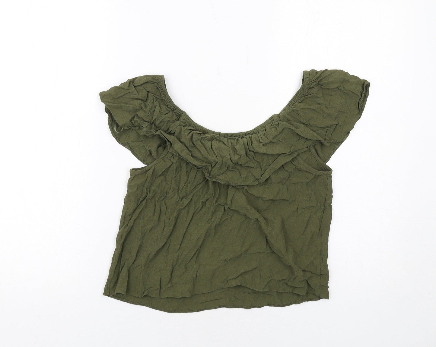 Miss Selfridge Womens Green Viscose Basic Blouse Size 10 Boat Neck