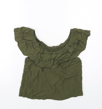 Miss Selfridge Womens Green Viscose Basic Blouse Size 10 Boat Neck