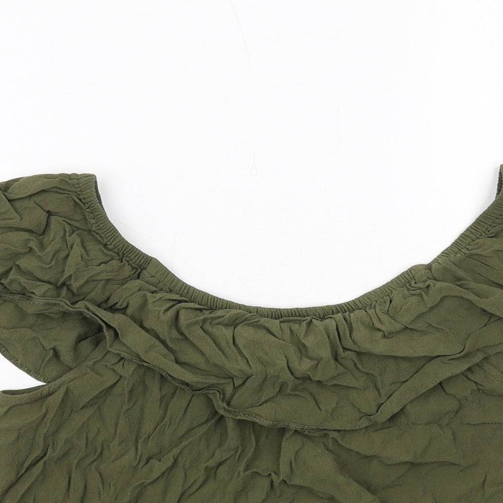 Miss Selfridge Womens Green Viscose Basic Blouse Size 10 Boat Neck
