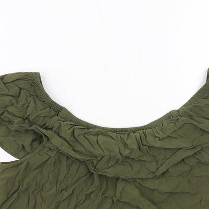 Miss Selfridge Womens Green Viscose Basic Blouse Size 10 Boat Neck