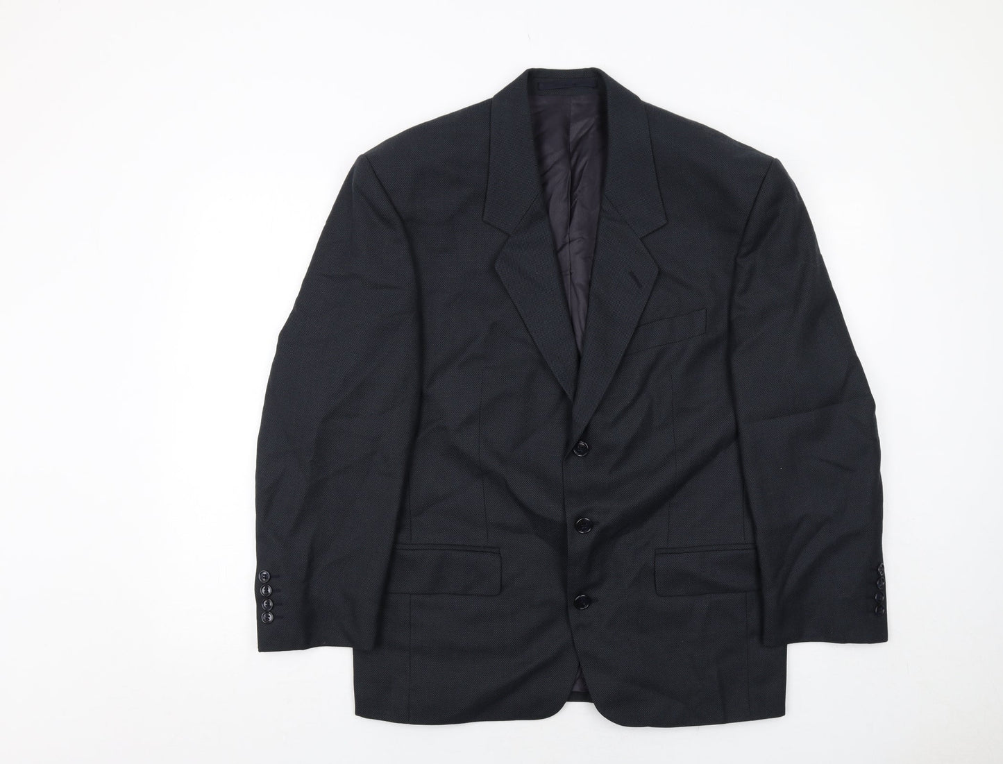 Mens UK Size 38 Pin Stripe Regular Black Suit Jacket