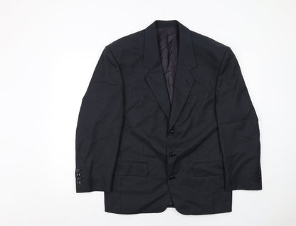 Mens UK Size 38 Pin Stripe Regular Black Suit Jacket