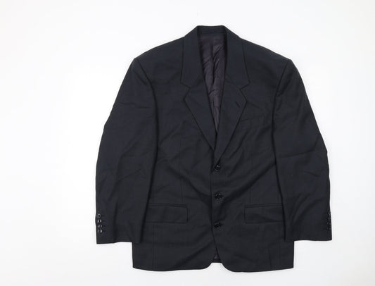 Mens UK Size 38 Pin Stripe Regular Black Suit Jacket