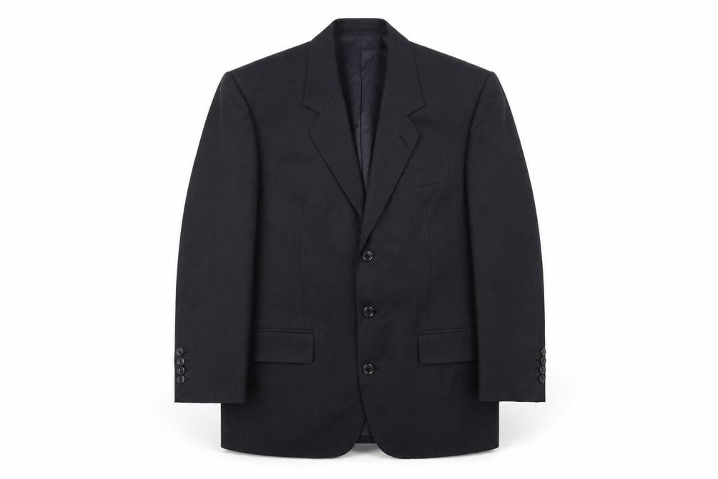 Mens UK Size 38 Pin Stripe Regular Black Suit Jacket