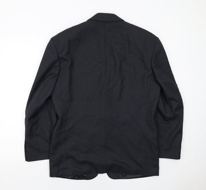 Mens UK Size 38 Pin Stripe Regular Black Suit Jacket