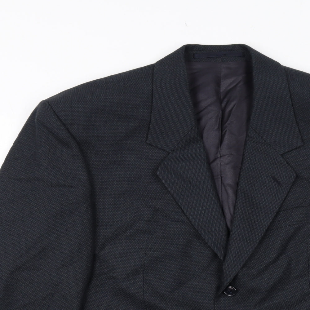 Mens UK Size 38 Pin Stripe Regular Black Suit Jacket