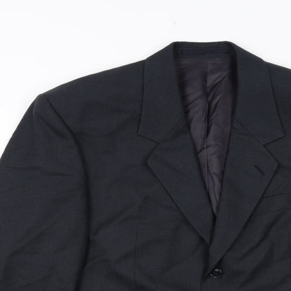 Mens UK Size 38 Pin Stripe Regular Black Suit Jacket