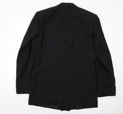 Leonardis Mens Black Polyester Jacket Suit Jacket Size 40 Regular