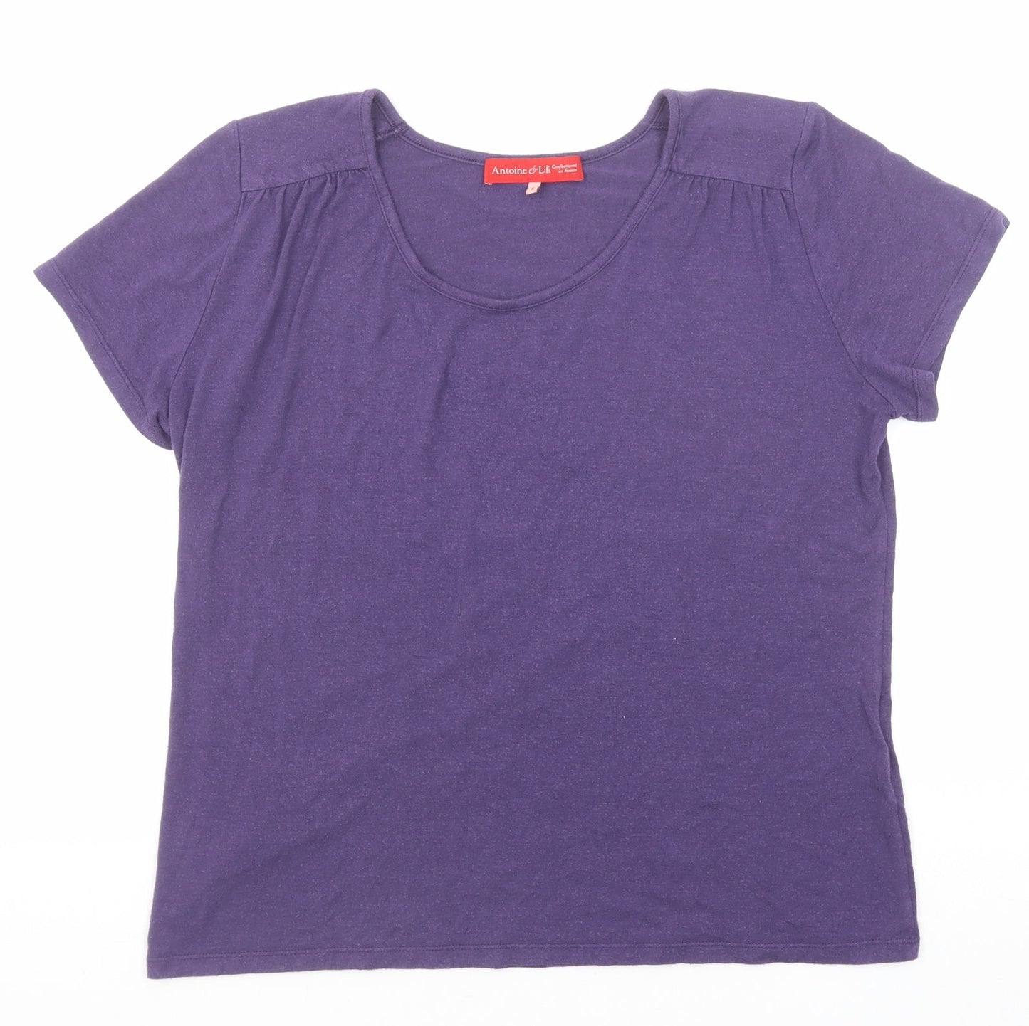 Antoine & Lili Womens Purple Viscose Basic T-Shirt Size 4 Round Neck