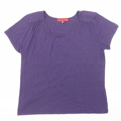 Antoine & Lili Womens Purple Viscose Basic T-Shirt Size 4 Round Neck