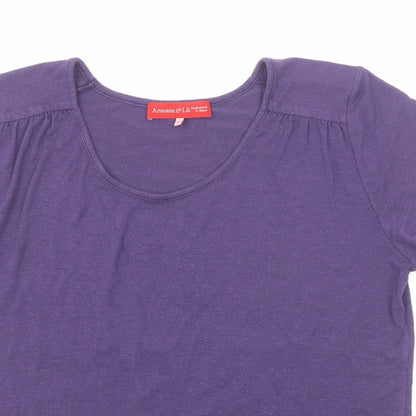 Antoine & Lili Womens Purple Viscose Basic T-Shirt Size 4 Round Neck
