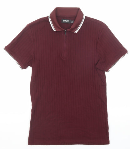 Burton Mens Purple Cotton Polo Size XS Collared Zip