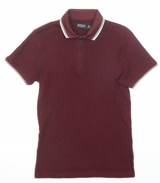 Burton Mens Purple Cotton Polo Size XS Collared Zip