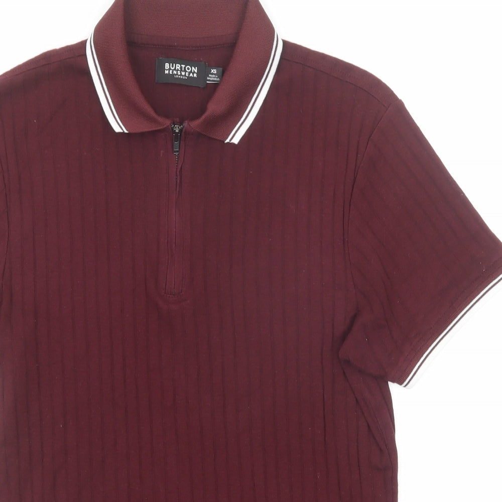 Burton Mens Purple Cotton Polo Size XS Collared Zip