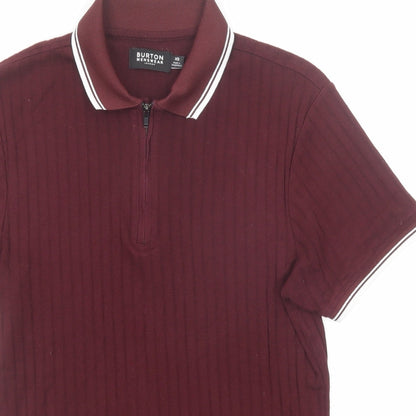 Burton Mens Purple Cotton Polo Size XS Collared Zip