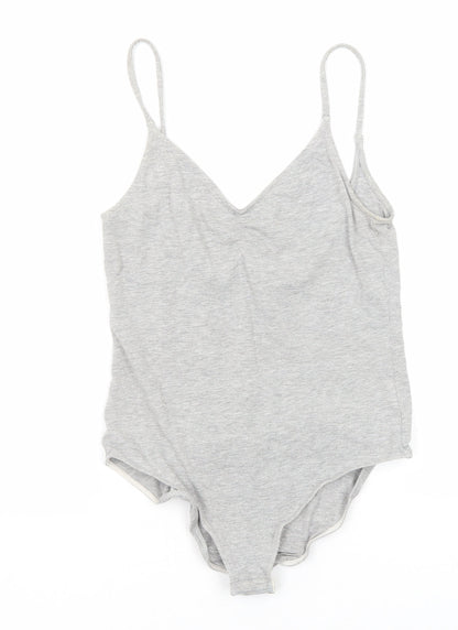 H&M Womens Grey Cotton Bodysuit One-Piece Size S Snap