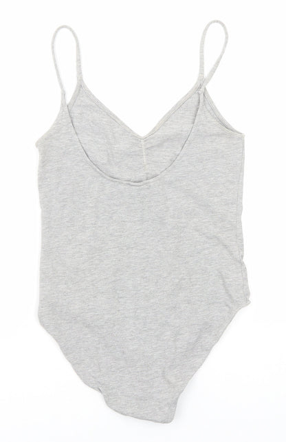 H&M Womens Grey Cotton Bodysuit One-Piece Size S Snap