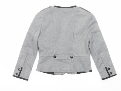 H&M Womens Grey Jacket Blazer Size 6 Button - Contrasting Trim