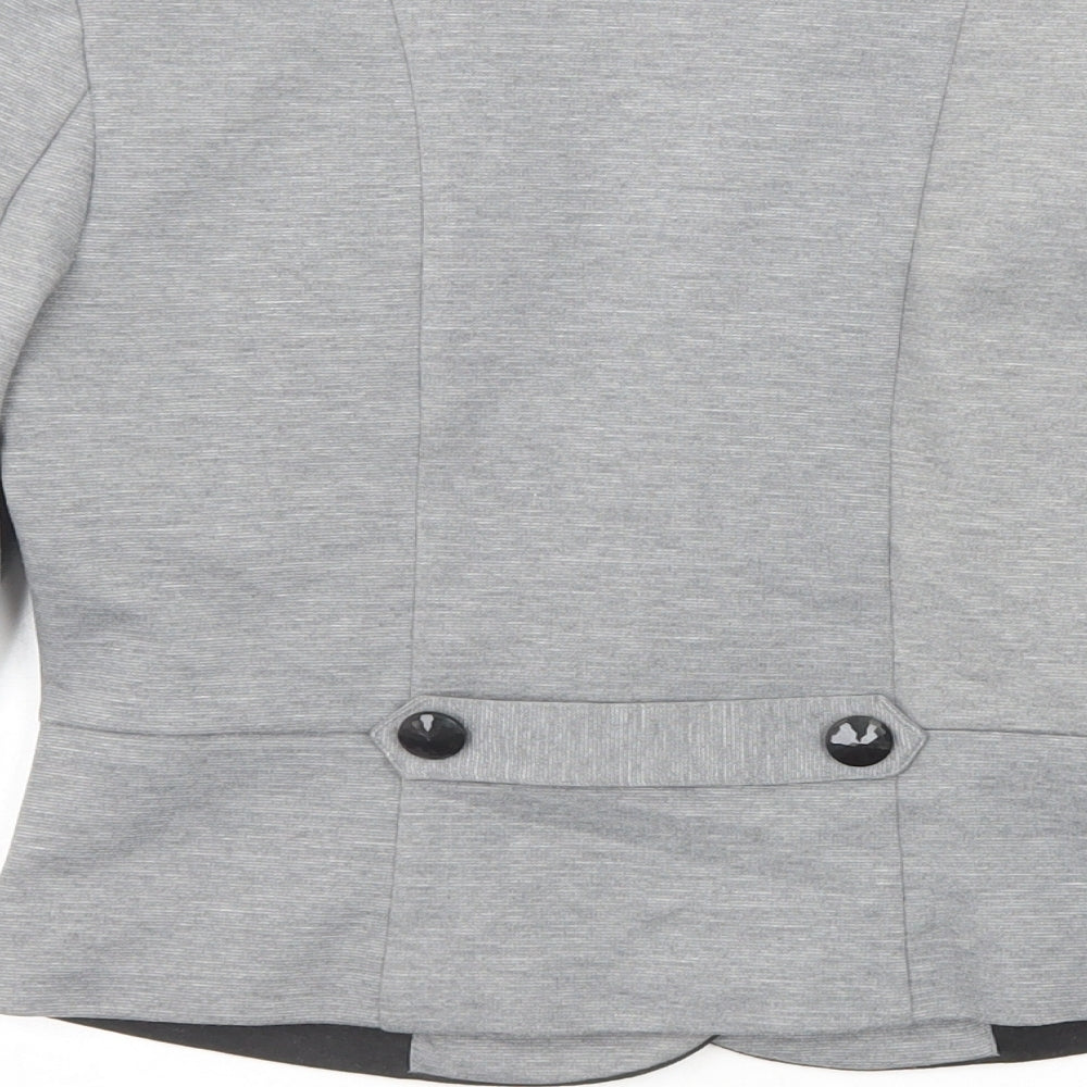 H&M Womens Grey Jacket Blazer Size 6 Button - Contrasting Trim