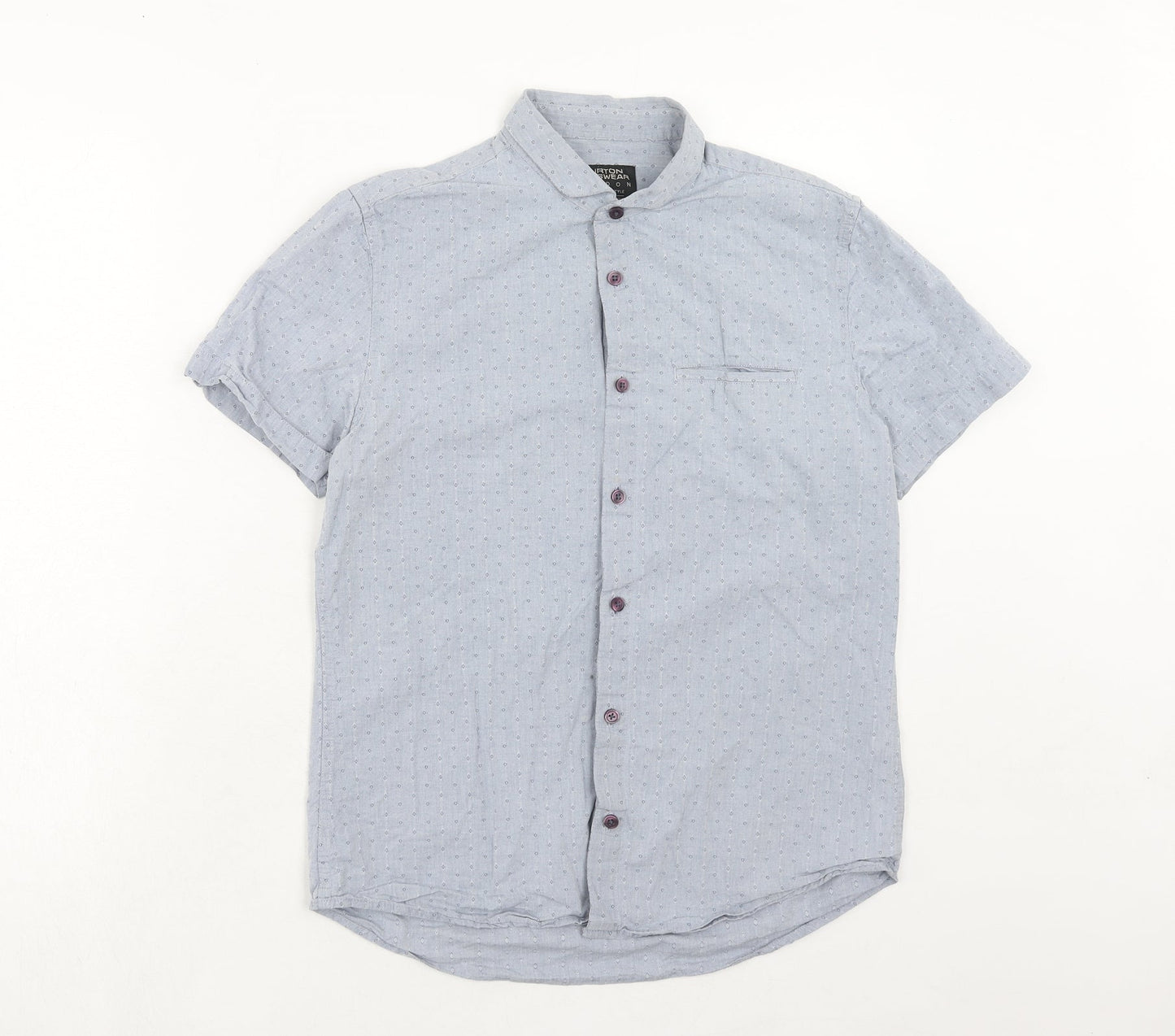Mens UK Size M Burton Blue  Button-Up Short Sleeve Casual Shirt