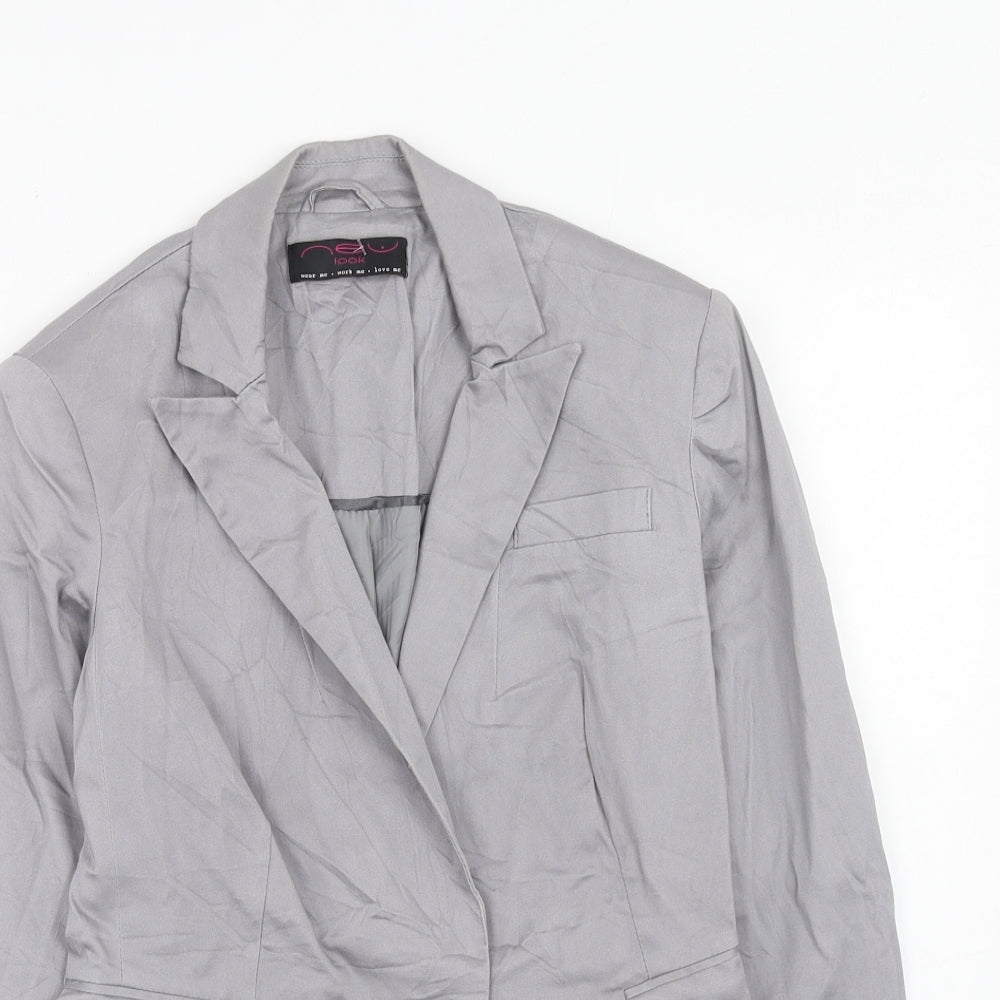 New Look Womens Grey Cotton Jacket Blazer Size 8