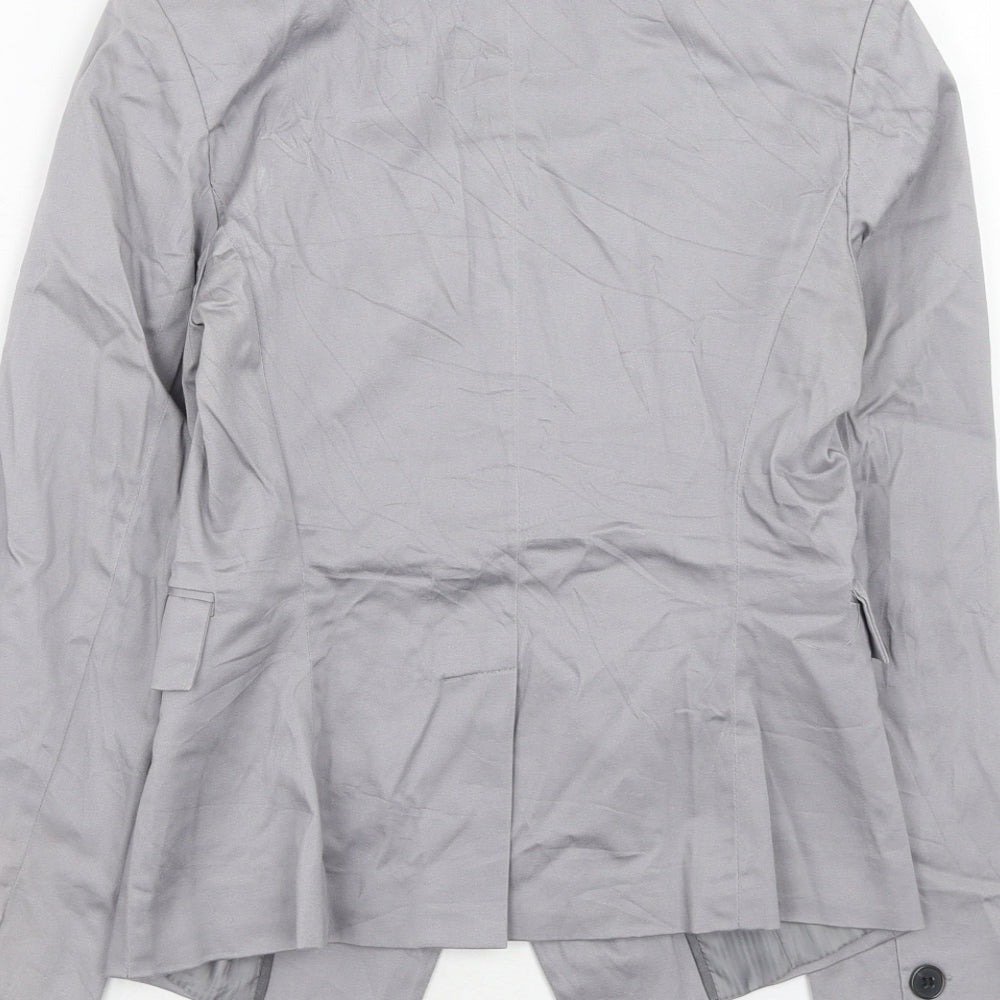 New Look Womens Grey Cotton Jacket Blazer Size 8
