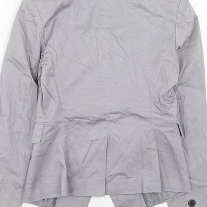 New Look Womens Grey Cotton Jacket Blazer Size 8