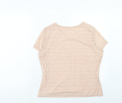 Womens UK Size M Planet Pink Basic T-Shirt