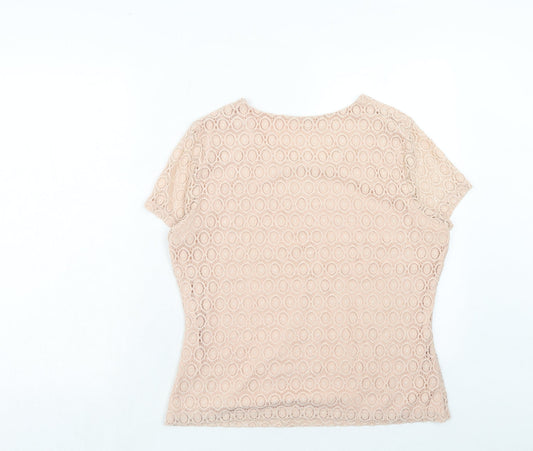 Womens UK Size M Planet Pink Basic T-Shirt