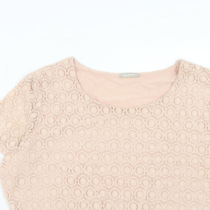 Womens UK Size M Planet Pink Basic T-Shirt