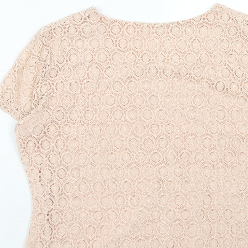 Womens UK Size M Planet Pink Basic T-Shirt