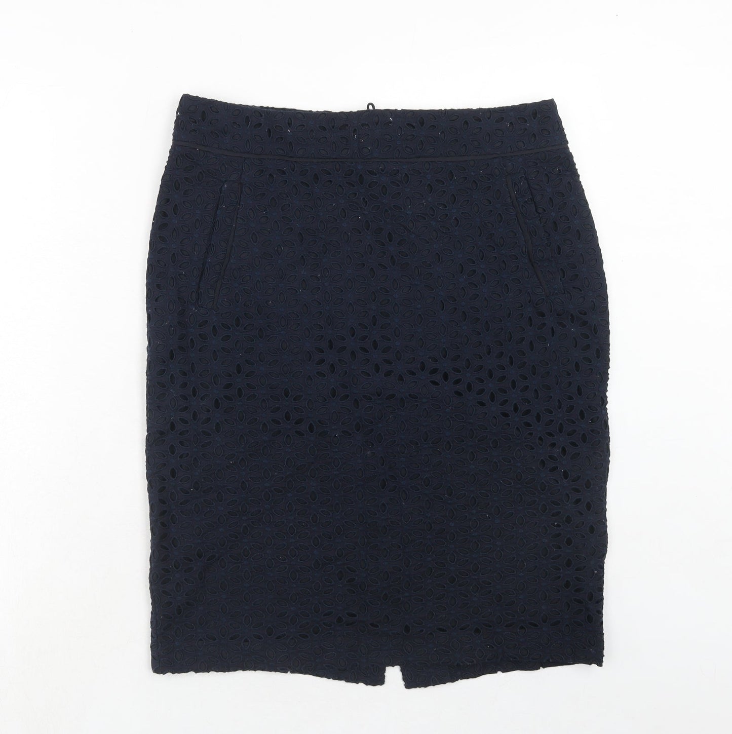 Autograph Womens Blue Geometric Polyester A-Line Skirt Size 32 in Zip