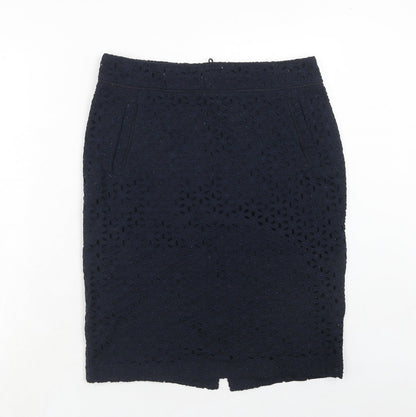 Autograph Womens Blue Geometric Polyester A-Line Skirt Size 32 in Zip