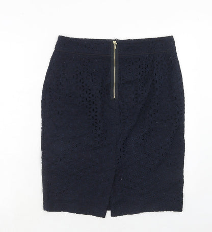 Autograph Womens Blue Geometric Polyester A-Line Skirt Size 32 in Zip